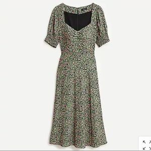 J Crew Floral Smocked Sleeve Midi Dress